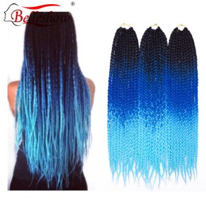 Belleshow 24 inch 10 stands wholesale crochet braiding hair synthetic hair extension senegalese twist ombre box braids