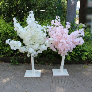 China Factory Direct Sale 1.2 meters Artificial White and Light Pink Cherry Blossom Tree for Wholesale
