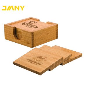 China Manufacturer Tableware collection Bamboo Coaster Set Includes 5 square Coasters Use for Drinks Beverages Beer and Coffee