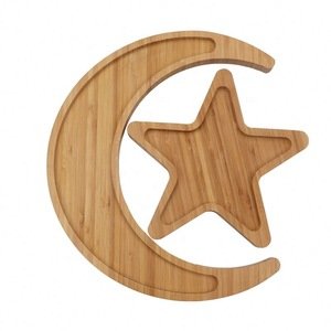 Creative design star moon shape appetizer platter bamboo food serving tray