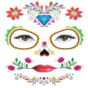 Day of The Dead Skull Face Halloween Festival Party Cool Beauty Tattoo Waterproof Temporary Tattoo Stickers