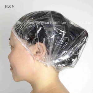 Disposable strip plastic PE increase shower cap transparent waterproof beauty hair dye printing hotel shower cap manufacturers