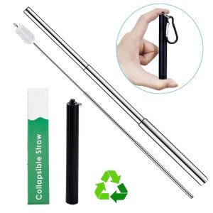FDA Approved  Foldable Stainless steel  Telescopic Metal  Collapsible Straw
