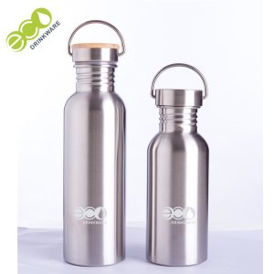 GS002 no minimum 500ml 18/8 stainless steel single wall sport bamboo lid water bottles stainless