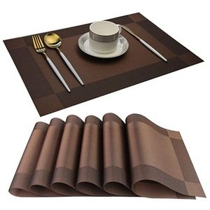 Heat-Resistant Placemats Stain Resistant Anti-Skid Washable PVC Table Mats Woven Vinyl Placemats, Set of 4
