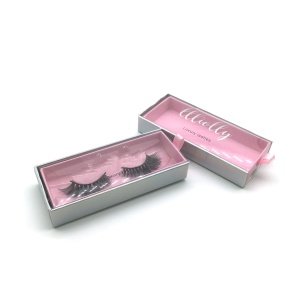 holographic pink rectangle drawer eyelashes packaging custom eyelash paper box