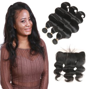 Invisible hd Lace Frontal Closure Hair With Bundles, Body Wave Human Hair  Bundles Deals With Lace Frontal With Baby Hair