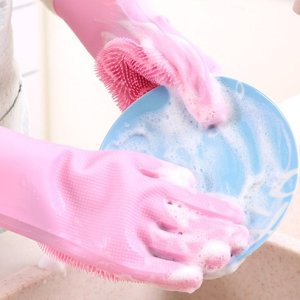 Kitchen Cleaning Tools Heat Resistant Durable Silicone Dish Scrubber Washing Gloves