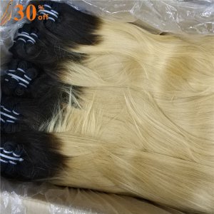 LetsFly 10pcs hair 420gram wholesale cheap 1b/blonde eurarian color hair brazilian remy human hair extension free shipping
