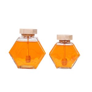 Mini Small Honey Bottle Container Hexagon Honey Jar With Dipper