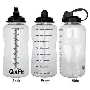 NO MOQ 2L / 3.8L 1 GALLON Tritan QuiFit Portable Drinking Straw Daily Bottle Sport Water Jug Gallon BPA Free with Time Marked