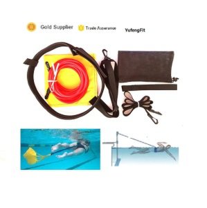 Pool Swim tether Belt for Stationary Resistance Training with parachute