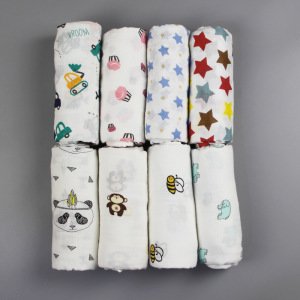 Popular Gift Box 100% Cotton 2ply New-born Baby Swaddle Muslin Blanket