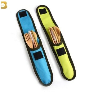 Portable outdoor tableware kids wholesale silverware Travel knife and fork spoon set bamboo cutlery set with bag