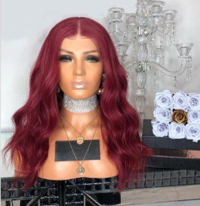 Red wig fashion high quality selling Chinese female cute style curly long hair synthetic wig