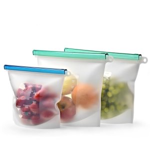 Top Reusable Containers Stand Up Stay Open Zip Shut silicone food storage bag
