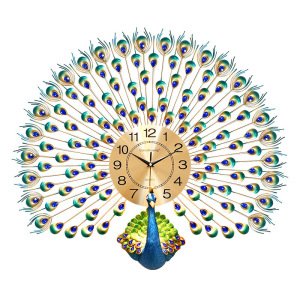 Wall clock Chinese style living room quiet art simple peacock wall clock