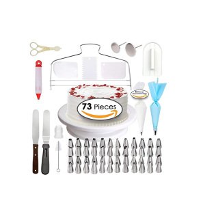 Wholesale  Cake Decorating Supplies Kits Tools with Pastry Bags 73 Pieces Plastic Rotating Cake Decorating turntable set,