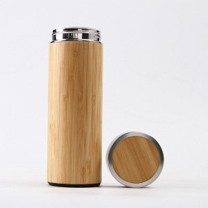 Wholesale Double Wall Stainless Steel Inside Bamboo Outside Tea Tumbler With Infuser