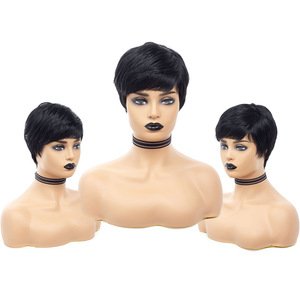 Women Fashion Wigs Short Black Pixie Cut Full Synthetic Hair Natural Looking Wig