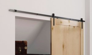 HOMCOM Modern Sliding Barn Door Hardware Track Kit System for Single Door