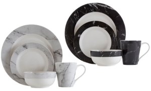 One or Two Premier Housewares 16-Piece Marble-Effect Dinner Sets