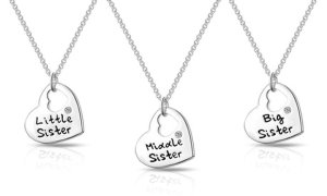 One, Two or Three Philip Jones Jewellery Sister Heart Necklaces with Crystals from Swarovski®