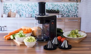 Groupon Goods Global Gmbh Salter ek2326 three-in-one top-loading electric fruit and vegetable spiralizer