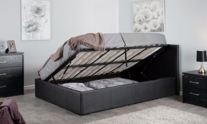 Side Lift Faux Leather Ottoman Bed