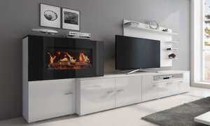 TV Entertainment Centre Unit Set with Built-In Electric Fireplace