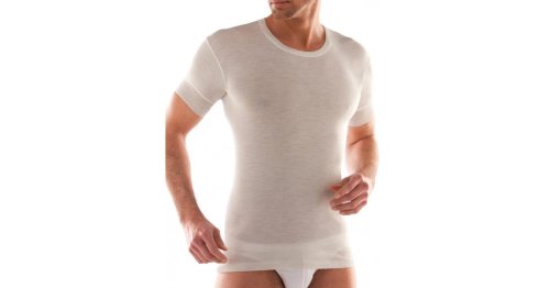 T-Shirt girocollo manica corta uomo, 80% lana leggera