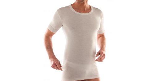 T-Shirt girocollo manica corta uomo, 80% lana pesante