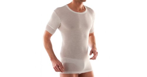 Liabel T-shirt girocollo manica corta uomo, misto lana 50%