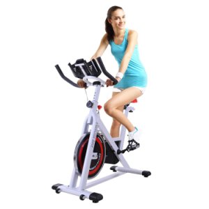 Homcom Adjustable racing exercise bike w/resistance-white/red/black