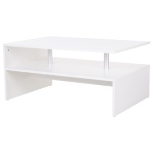 Homcom Coffee table 2 tier modern rectangular open shelf desk living room