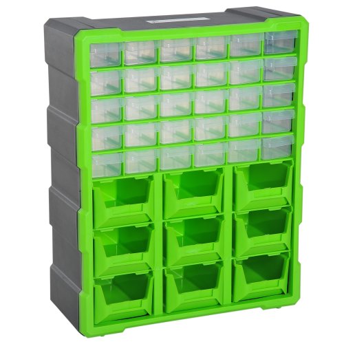 DURHAND 39 Drawer Parts Organiser Wall Mount Storage Cabinet Nuts Bolts Tool Clear Plastic