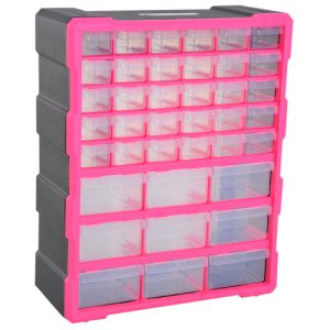 DURHAND 39 Drawers Parts Organiser Wall Mount Tools Storage Cabinet Nuts Bolts Clear