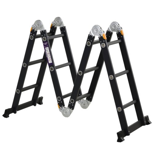 DURHAND 5-in-1 Multi-Purpose Folding Aluminum Ladder Scaffold w/ 2 Platform Plates 150kg | Aosom Ireland