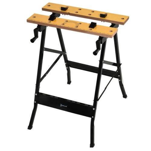 DURHAND MDF Top Portable Work Bench w Adjustable Clamps Black NEXT DAY DELIVERY | Aosom Ireland