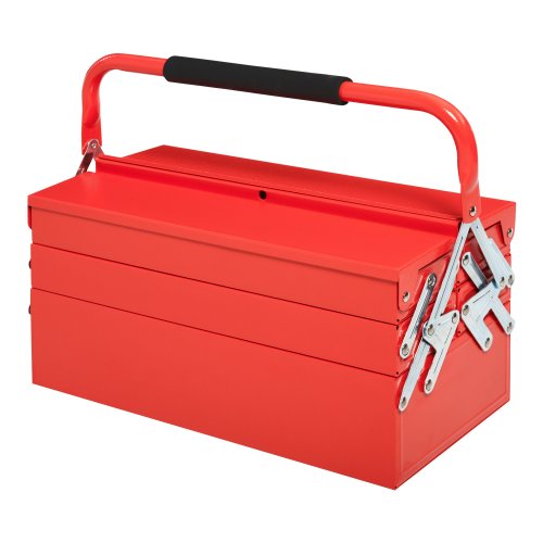 DURHAND Metal Tool Box 3 Tier 5 Tray Professional Portable Storage Cabinet Workshop Cantilever Toolbox with Carry Handle-Red|Aosom Ireland