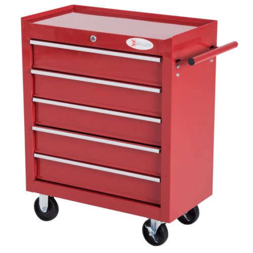 DURHAND Roller Tool Cabinet, 5 Drawers-Red |Aosom Ireland