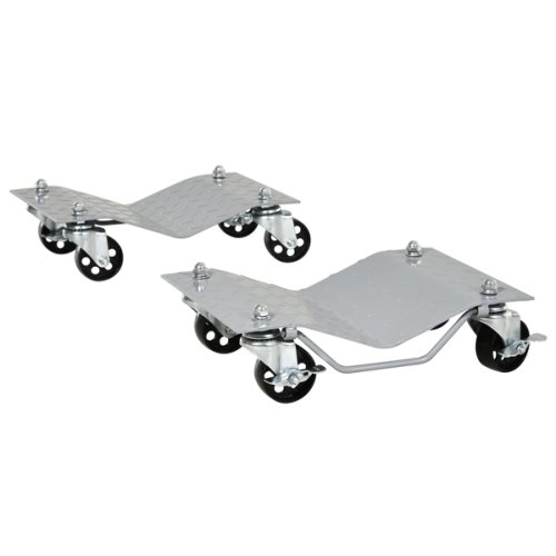 DURHAND Set of 2 Vehicle Dolly With Uniersal Casters, Easy to Moving a Car Rated at 680KG | Aosom Ireland