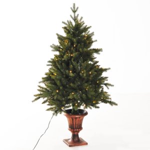 HOMCOM 1.2m Christmas Tree Spruce Entrance Décor 750 Tips W/ Clear LED Lights Vase Base