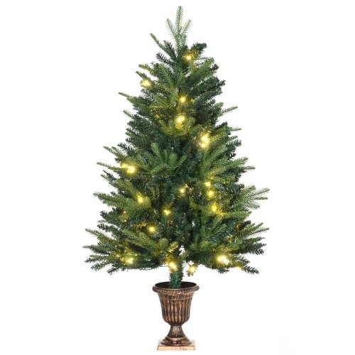 HOMCOM 1.2m Christmas Tree Spruce Entrance Décor 750 Tips W/ Clear LED Lights Vase Base NEXT DAY DELIVERY | Aosom Ireland
