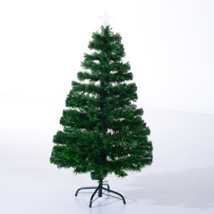 HOMCOM 1.2m Pre-Lit Artificial Christmas Tree, Metal Stand-Green