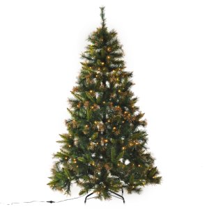 HOMCOM 1.5m Pre-Lit Christmas Tree Artificial Spruce LED Holiday Décor W/ Metal Stand