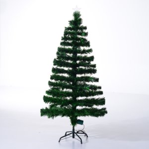 HOMCOM 1.5m Pre-Lit Fiber Optic Christmas Tree Artificial Holiday Decor Sturdy Metal Base