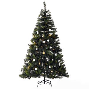HOMCOM 1.8m Pre-Lit Artificial Christmas Tree Holiday Décor Ornament Stand