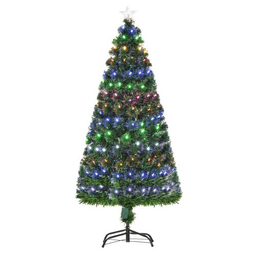HOMCOM 150CM Fiber Optic Christmas Tree Star Tree Topper, Solid Metal Base, 170 Branch Tips, LED Lights Home Holiday Decoration|Aosom Ireland