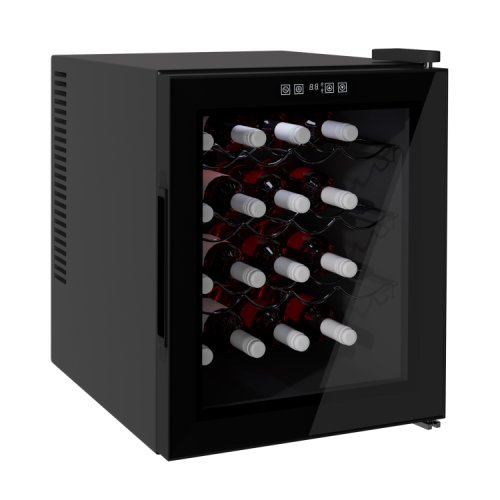 HOMCOM 16-Bottle Tempered Glass Mini Bar Cooler w/ LED Light Black|Aosom Ireland